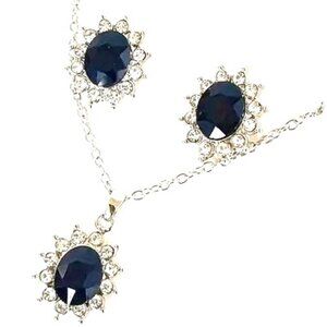 4/20 Black Gemstone Pendant Necklace and Earrings